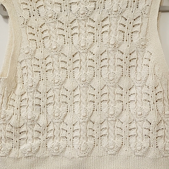 Zara Women's Knit Waistcoat Bejeweled Button Ivory Cream Vest Sz S - Picture 14 of 16